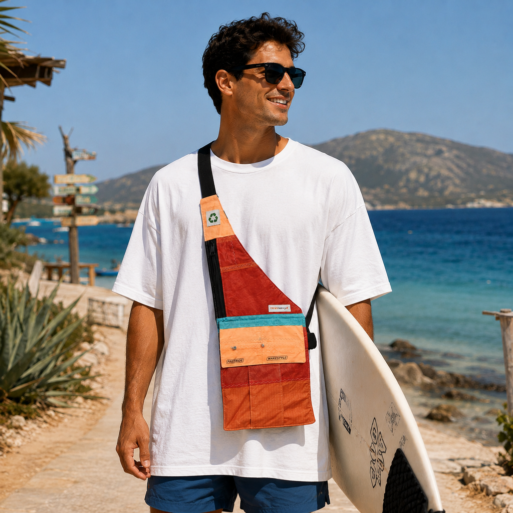 Gökova Recycled Kite Çapraz Çanta | Geri Dönüştürülmüş Kitesurf Kumaşı